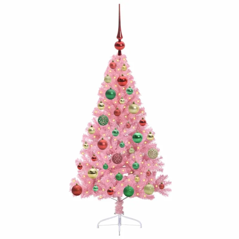 Dirbtinis prieššventinis eglutė su šviesomis Rožinė 120 cm PVC