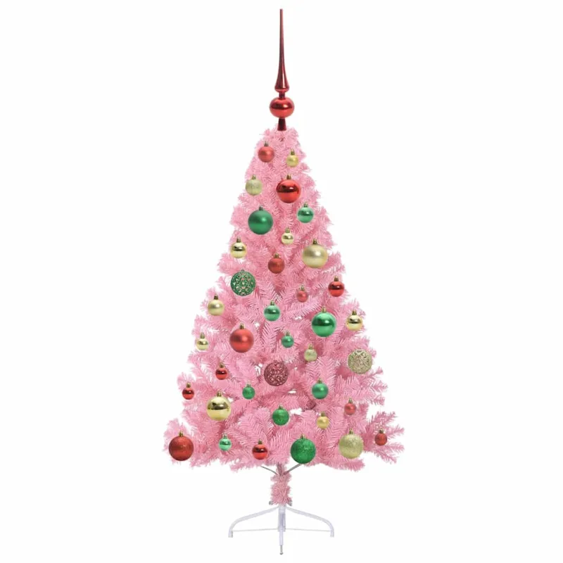 Dirbtinis prieššventinis eglutė su šviesomis Rožinė 120 cm PVC