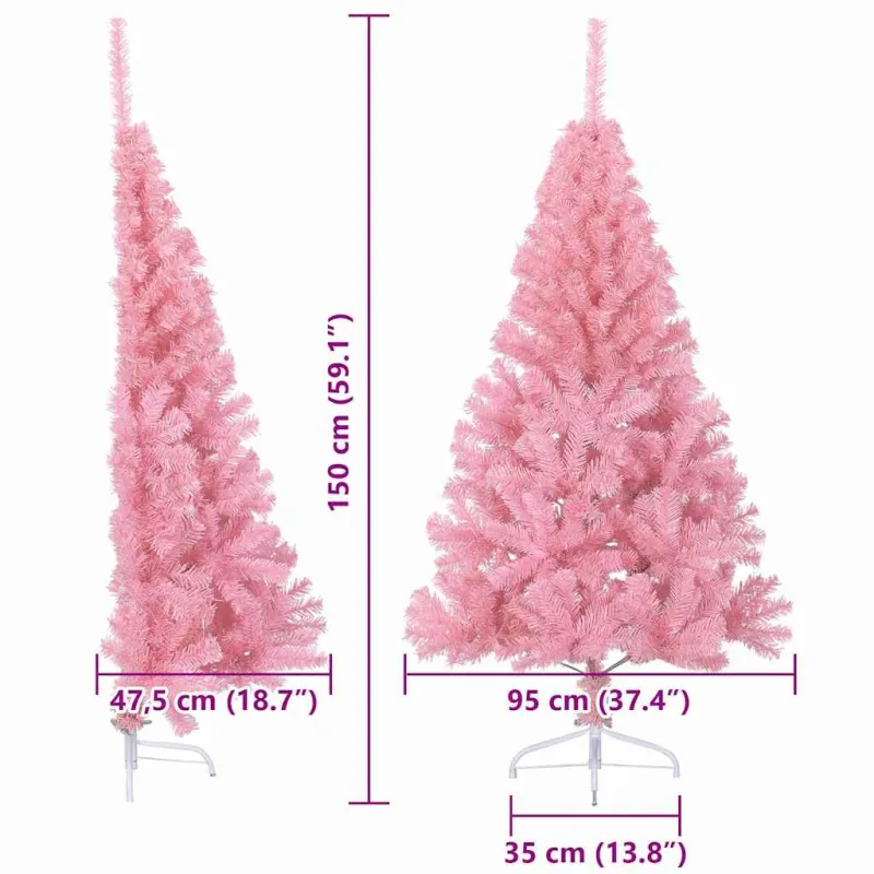 Dirbtinis prieššventinis eglutė su šviesomis Rožinė 150 cm PVC