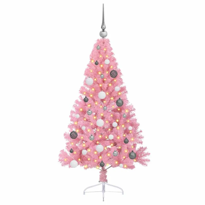 Dirbtinis prieššventinis eglutė su šviesomis Rožinė 150 cm PVC