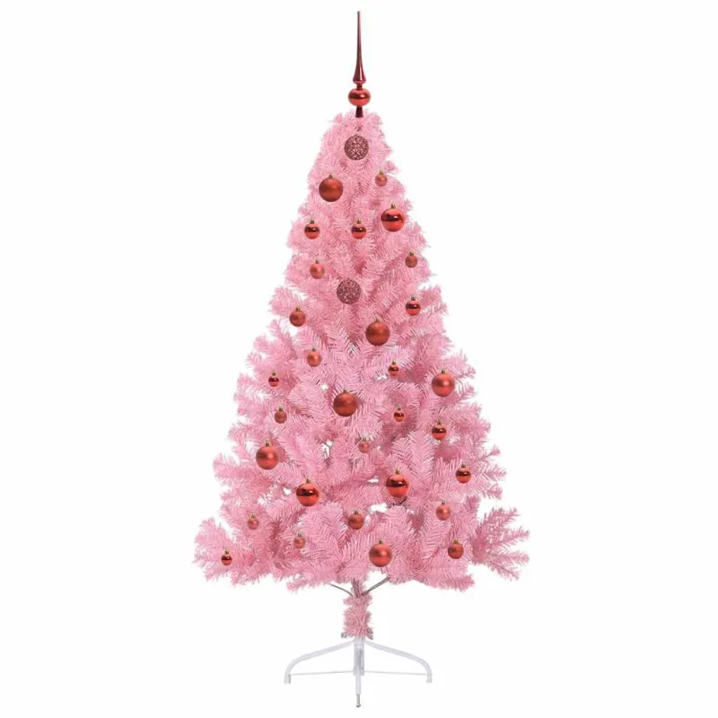 Dirbtinis prieššventinis eglutė su šviesomis Rožinė 150 cm PVC