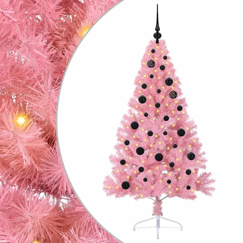 Dirbtinis prieššventinis eglutė su šviesomis Rožinė 150 cm PVC