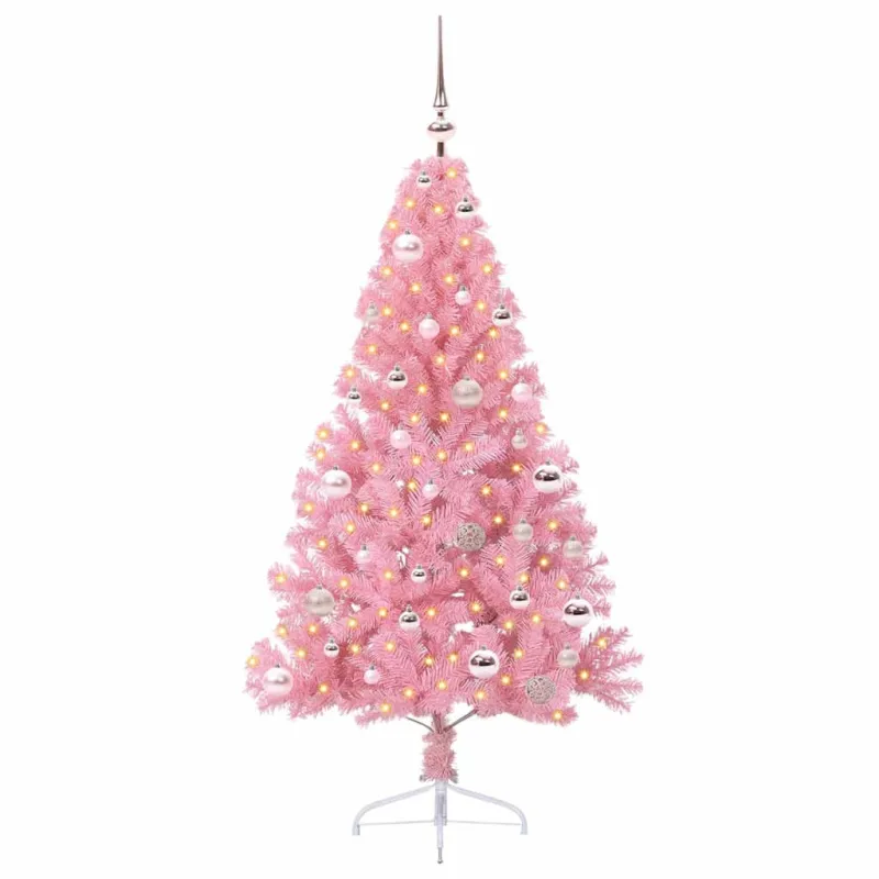 Dirbtinis prieššventinis eglutė su šviesomis Rožinė 150 cm PVC
