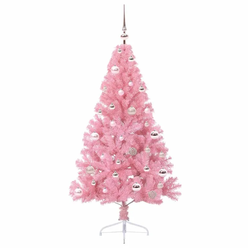 Dirbtinis prieššventinis eglutė su šviesomis Rožinė 150 cm PVC