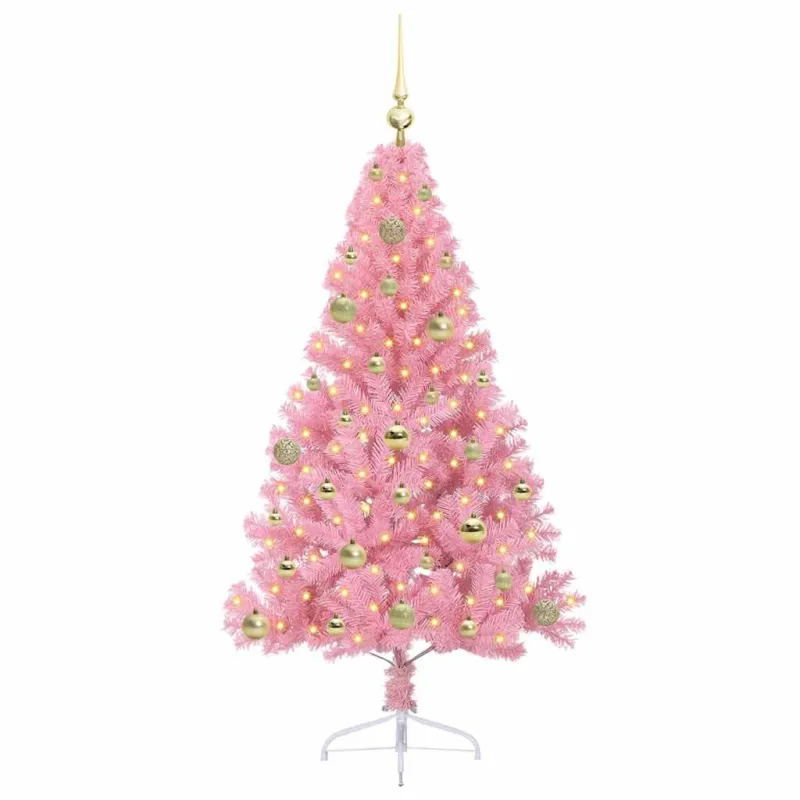 Dirbtinis prieššventinis eglutė su šviesomis Rožinė 150 cm PVC