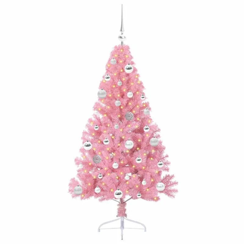 Dirbtinis prieššventinis eglutė su šviesomis Rožinė 150 cm PVC