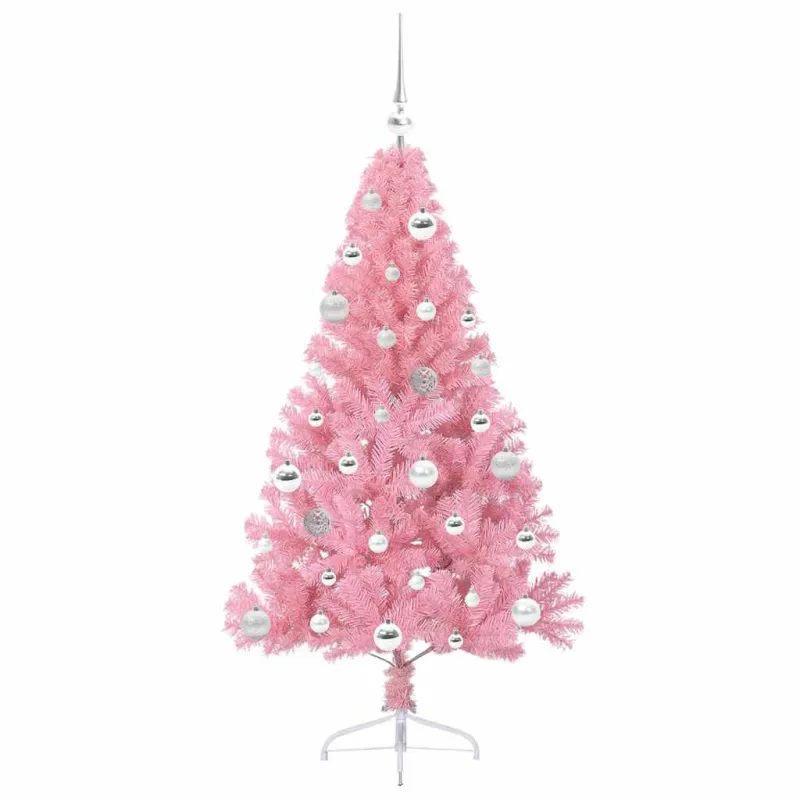 Dirbtinis prieššventinis eglutė su šviesomis Rožinė 150 cm PVC
