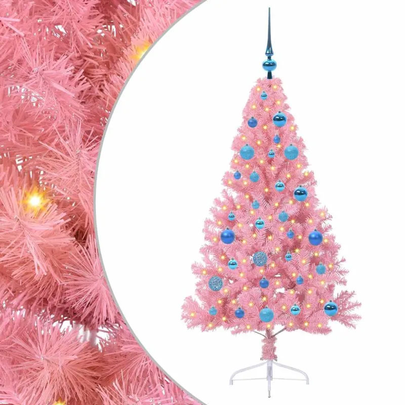 Dirbtinis prieššventinis eglutė su šviesomis Rožinė 150 cm PVC