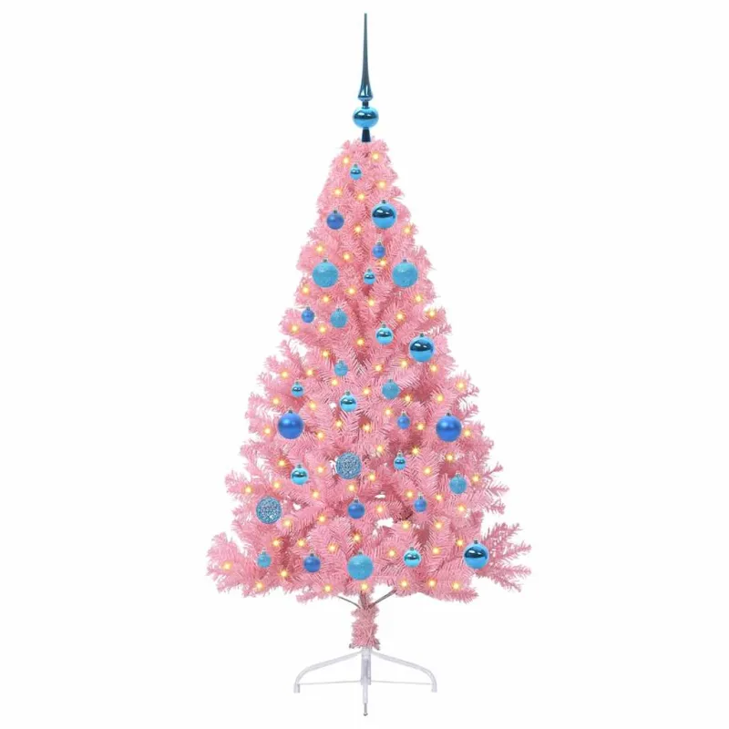 Dirbtinis prieššventinis eglutė su šviesomis Rožinė 150 cm PVC