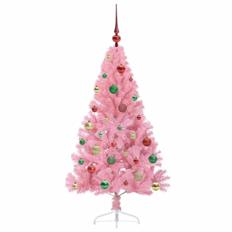 Dirbtinis prieššventinis eglutė su šviesomis Rožinė 150 cm PVC