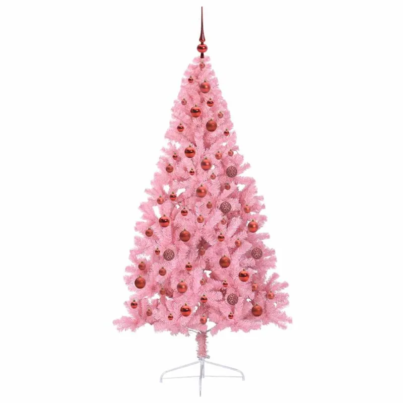 Dirbtinis prieššventinis eglutė su šviesomis Rožinė 180 cm PVC