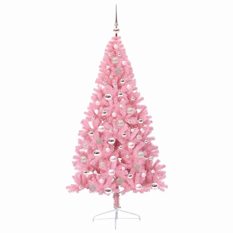 Dirbtinis prieššventinis eglutė su šviesomis Rožinė 180 cm PVC