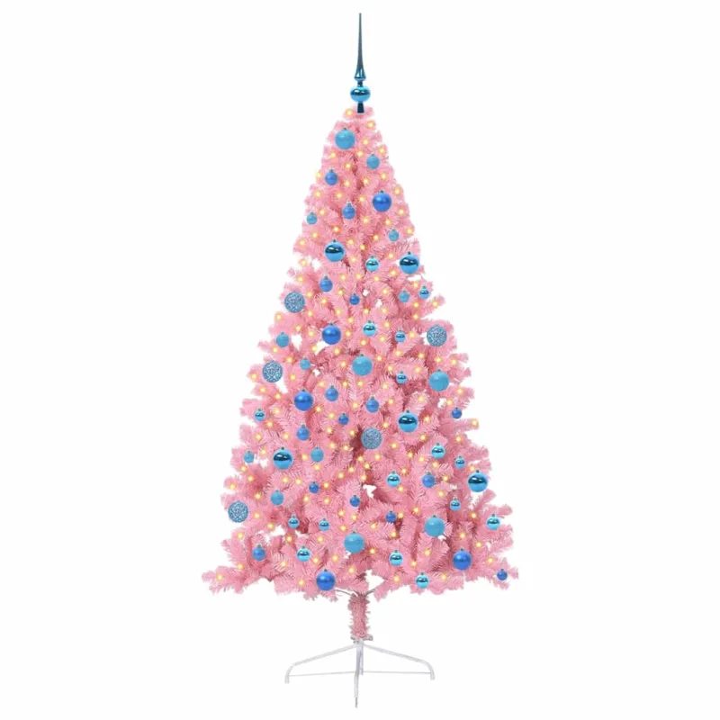 Dirbtinis prieššventinis eglutė su šviesomis Rožinė 180 cm PVC