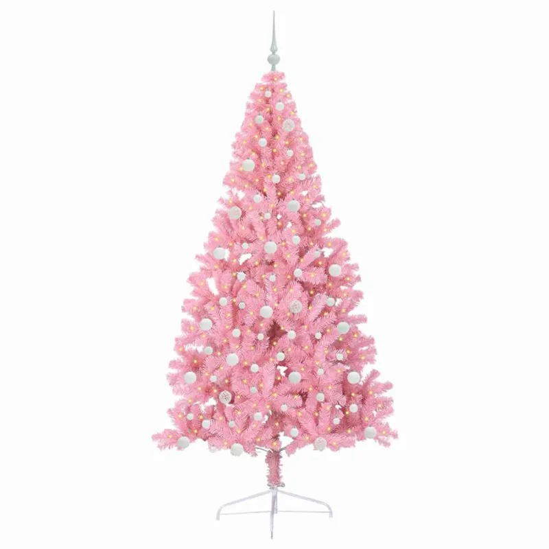 Dirbtinis prieššventinis eglutė su šviesomis Rožinė 240 cm PVC