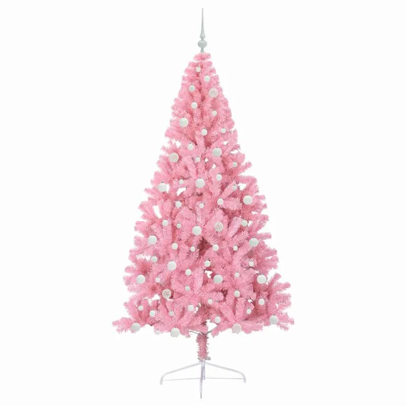 Dirbtinis prieššventinis eglutė su šviesomis Rožinė 240 cm PVC