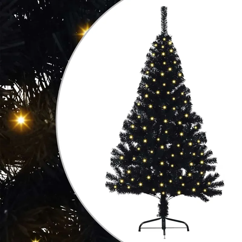 Dirbtinis prieššventinis eglutė su šviesomis Juoda 120 cm PVC