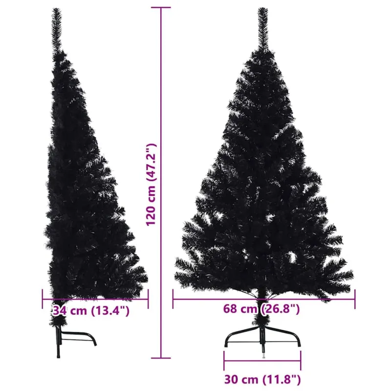 Dirbtinis prieššventinis eglutė su šviesomis Juoda 120 cm PVC