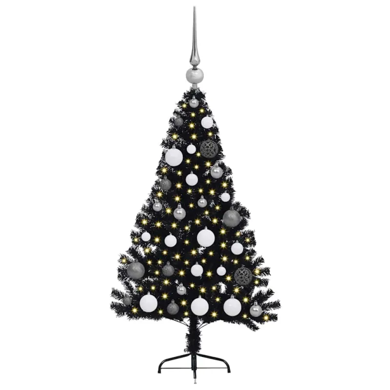 Dirbtinis prieššventinis eglutė su šviesomis Juoda 120 cm PVC