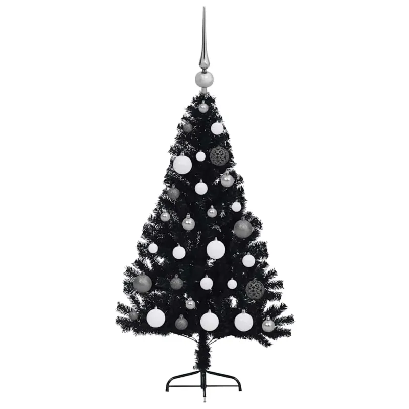 Dirbtinis prieššventinis eglutė su šviesomis Juoda 120 cm PVC