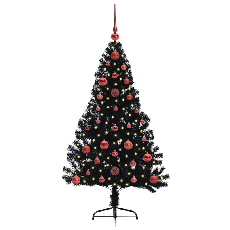 Dirbtinis prieššventinis eglutė su šviesomis Juoda 120 cm PVC