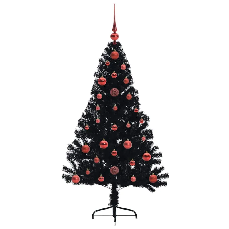 Dirbtinis prieššventinis eglutė su šviesomis Juoda 120 cm PVC