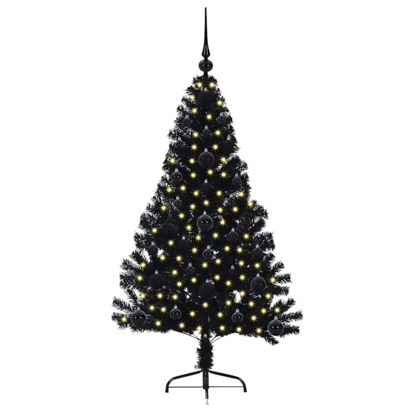 Dirbtinis prieššventinis eglutė su šviesomis Juoda 120 cm PVC