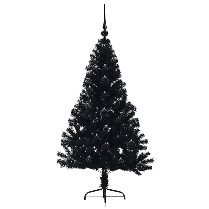 Dirbtinis prieššventinis eglutė su šviesomis Juoda 120 cm PVC