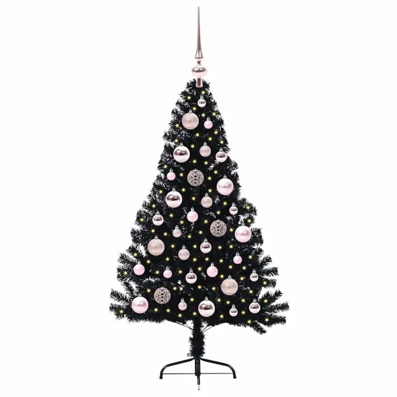 Dirbtinis prieššventinis eglutė su šviesomis Juoda 120 cm PVC