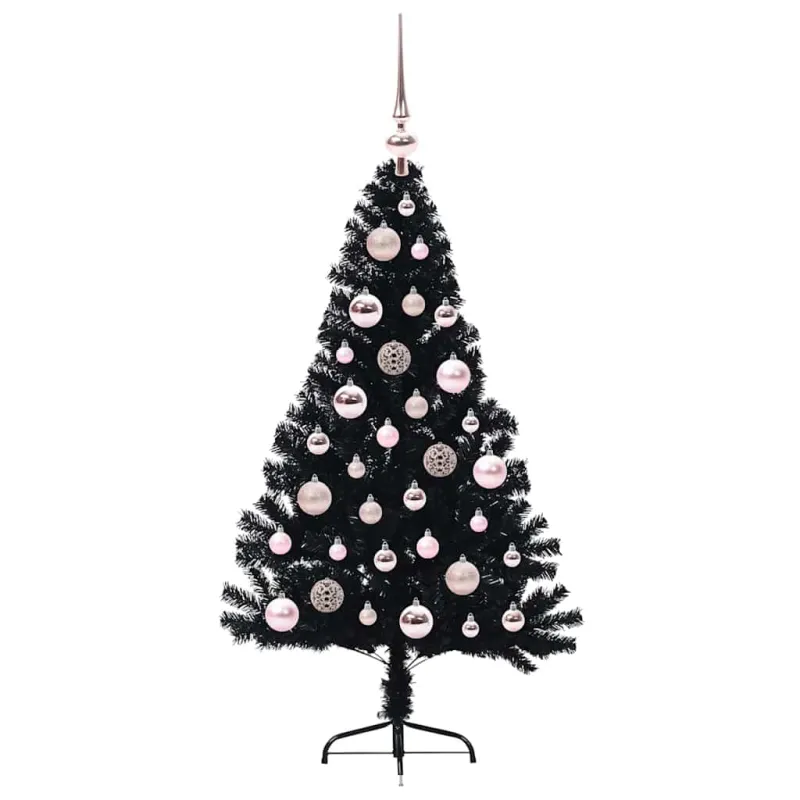 Dirbtinis prieššventinis eglutė su šviesomis Juoda 120 cm PVC