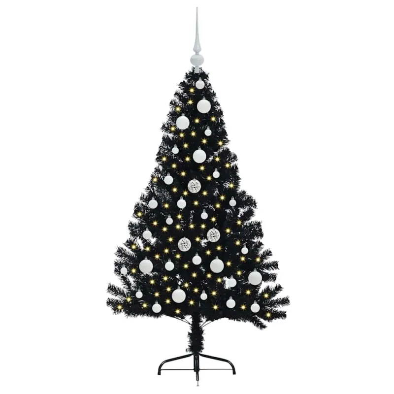 Dirbtinis prieššventinis eglutė su šviesomis Juoda 120 cm PVC