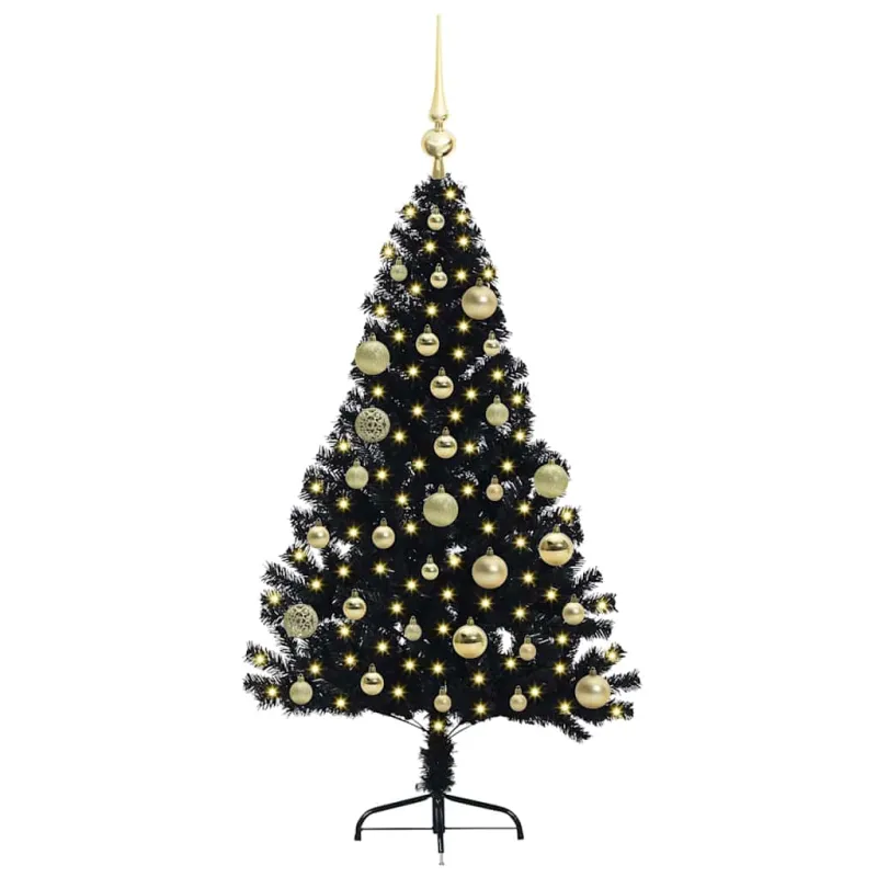 Dirbtinis prieššventinis eglutė su šviesomis Juoda 120 cm PVC