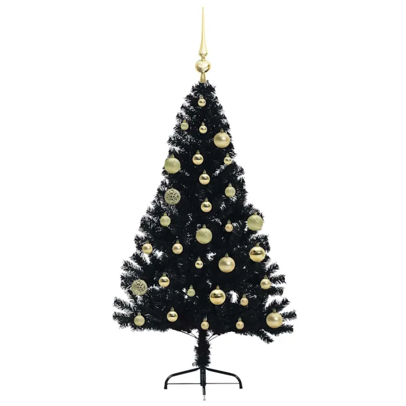 Dirbtinis prieššventinis eglutė su šviesomis Juoda 120 cm PVC