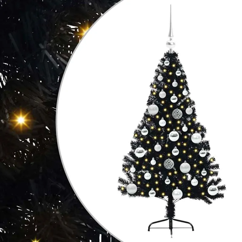 Dirbtinis prieššventinis eglutė su šviesomis Juoda 120 cm PVC