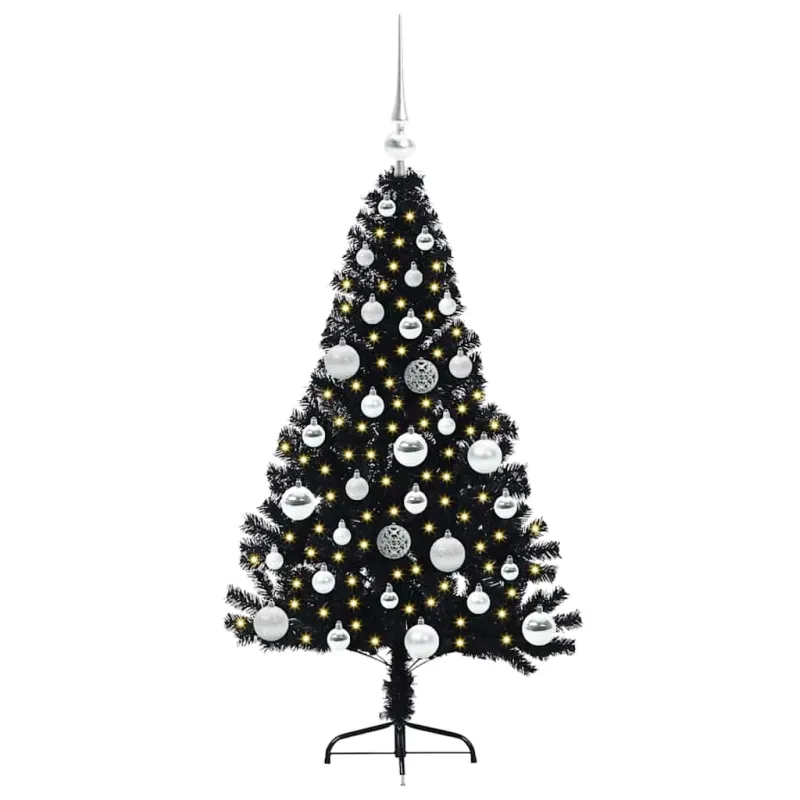 Dirbtinis prieššventinis eglutė su šviesomis Juoda 120 cm PVC