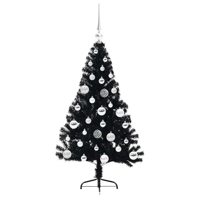 Dirbtinis prieššventinis eglutė su šviesomis Juoda 120 cm PVC