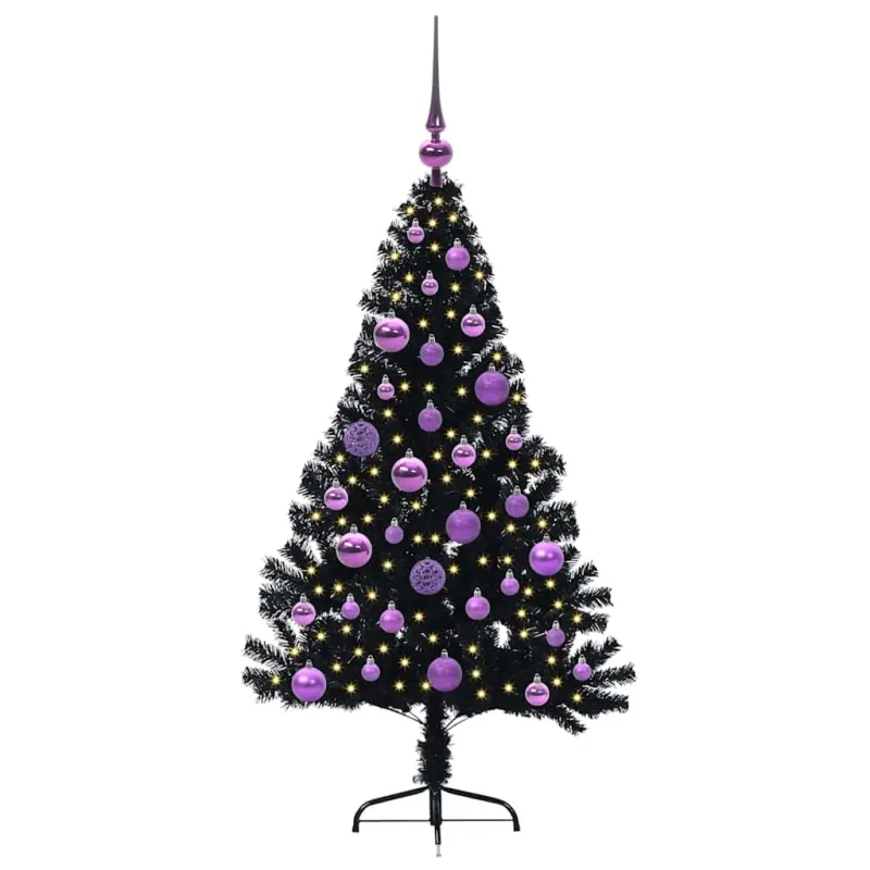 Dirbtinis prieššventinis eglutė su šviesomis Juoda 120 cm PVC