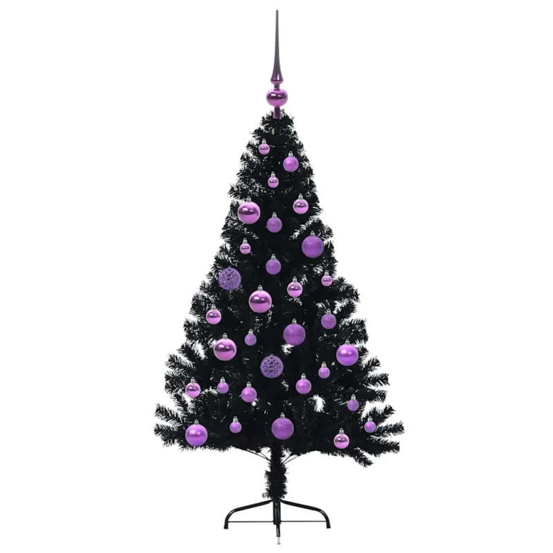 Dirbtinis prieššventinis eglutė su šviesomis Juoda 120 cm PVC