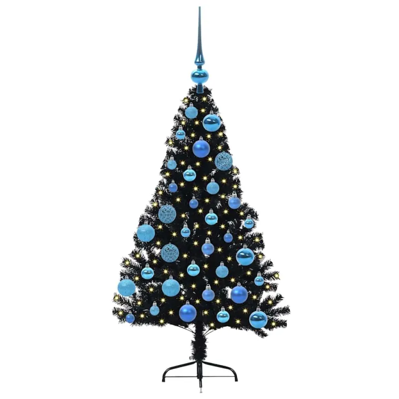 Dirbtinis prieššventinis eglutė su šviesomis Juoda 120 cm PVC