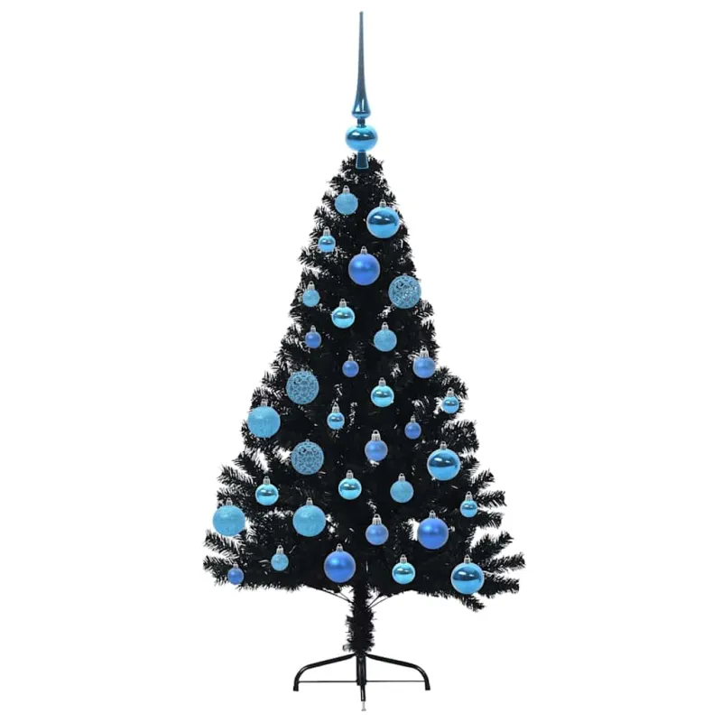 Dirbtinis prieššventinis eglutė su šviesomis Juoda 120 cm PVC