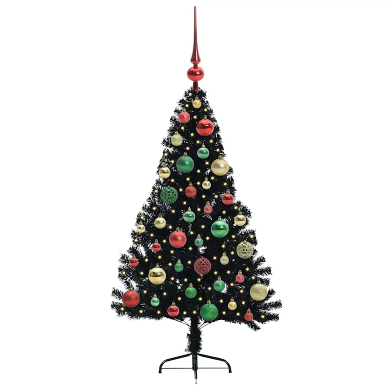 Dirbtinis prieššventinis eglutė su šviesomis Juoda 120 cm PVC