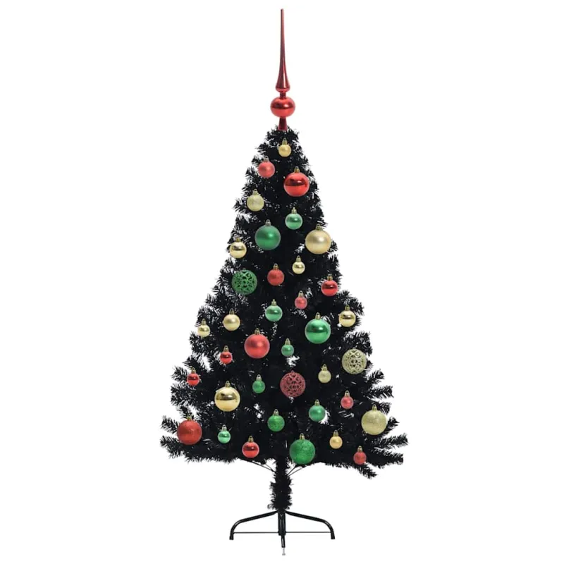 Dirbtinis prieššventinis eglutė su šviesomis Juoda 120 cm PVC
