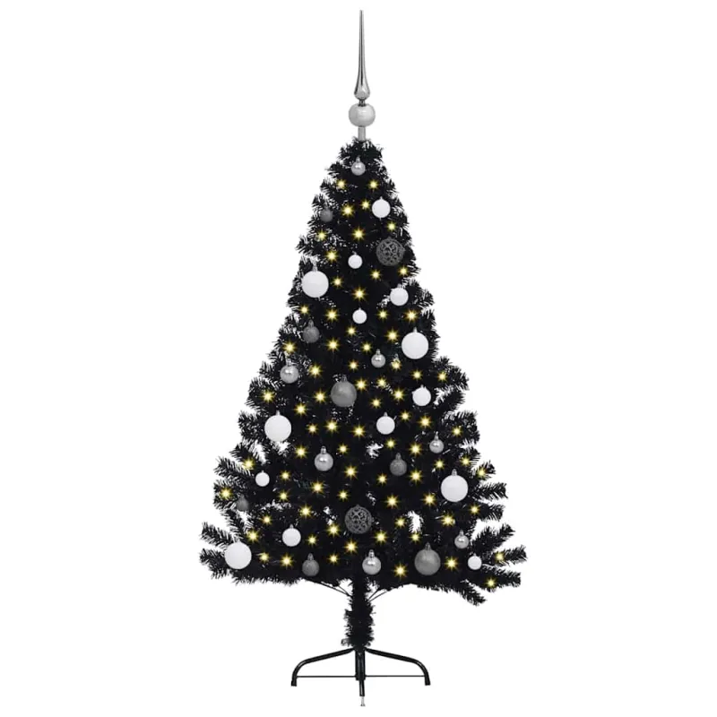 Dirbtinis prieššventinis eglutė su šviesomis Juoda 150 cm PVC