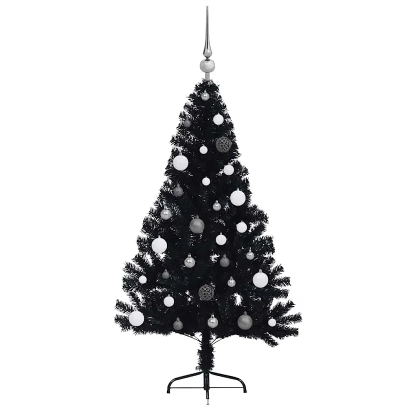 Dirbtinis prieššventinis eglutė su šviesomis Juoda 150 cm PVC