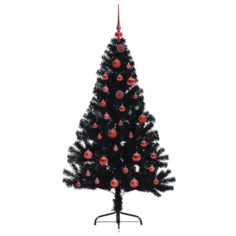 Dirbtinis prieššventinis eglutė su šviesomis Juoda 150 cm PVC