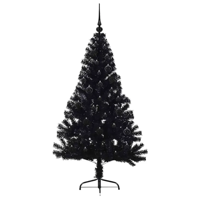 Dirbtinis prieššventinis eglutė su šviesomis Juoda 150 cm PVC