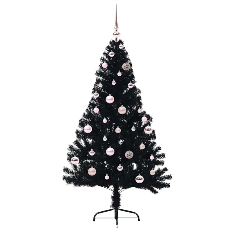 Dirbtinis prieššventinis eglutė su šviesomis Juoda 150 cm PVC