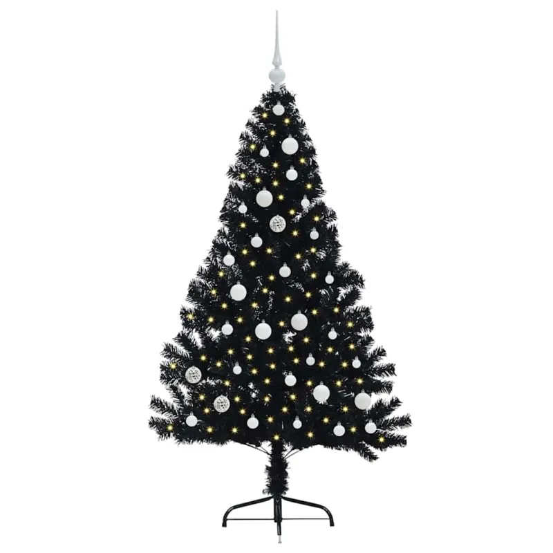 Dirbtinis prieššventinis eglutė su šviesomis Juoda 150 cm PVC