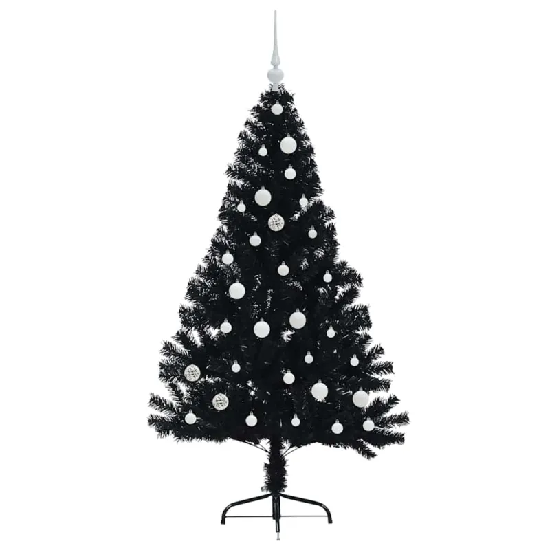 Dirbtinis prieššventinis eglutė su šviesomis Juoda 150 cm PVC