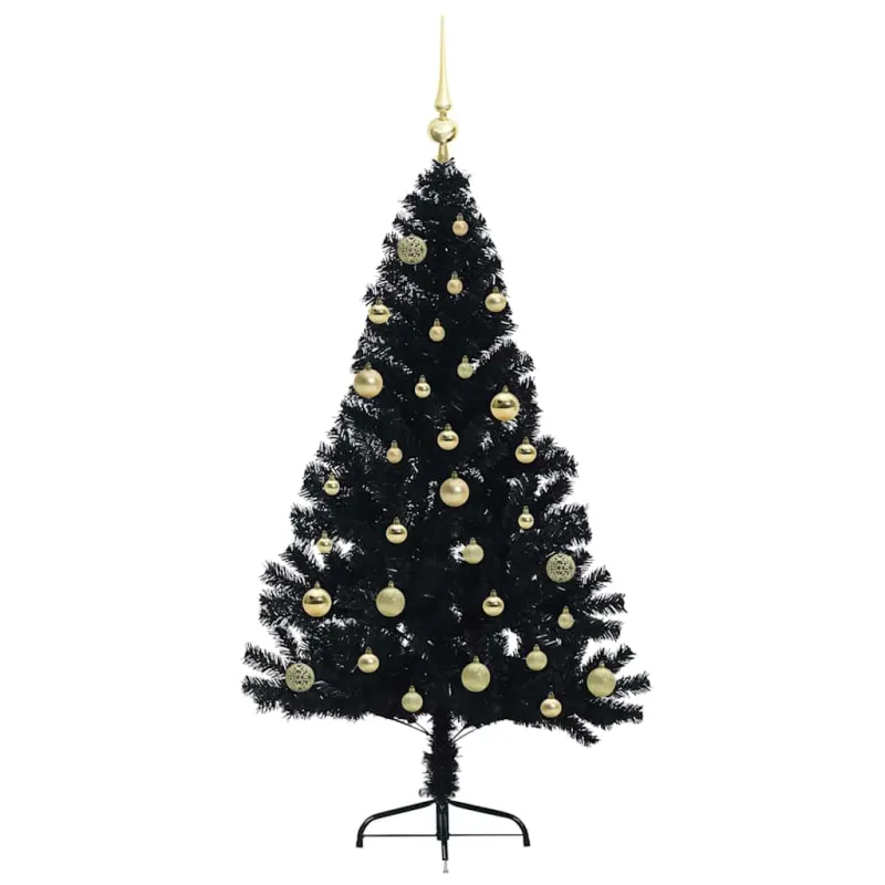 Dirbtinis prieššventinis eglutė su šviesomis Juoda 150 cm PVC