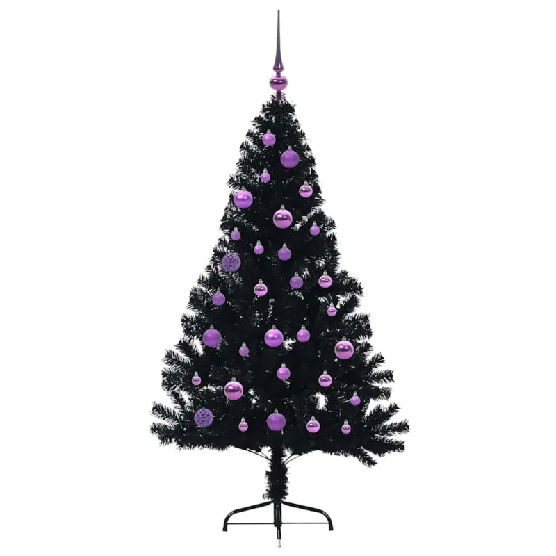 Dirbtinis prieššventinis eglutė su šviesomis Juoda 150 cm PVC